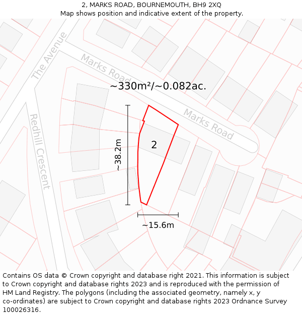 2, MARKS ROAD, BOURNEMOUTH, BH9 2XQ: Plot and title map