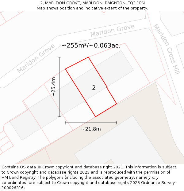 2, MARLDON GROVE, MARLDON, PAIGNTON, TQ3 1PN: Plot and title map