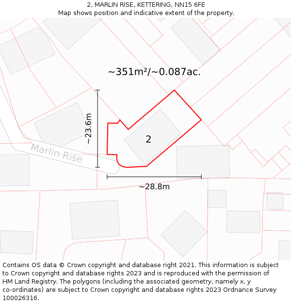 2, MARLIN RISE, KETTERING, NN15 6FE: Plot and title map