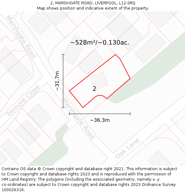 2, MARSHGATE ROAD, LIVERPOOL, L12 0RQ: Plot and title map
