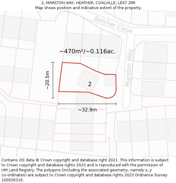 2, MARSTON WAY, HEATHER, COALVILLE, LE67 2RR: Plot and title map