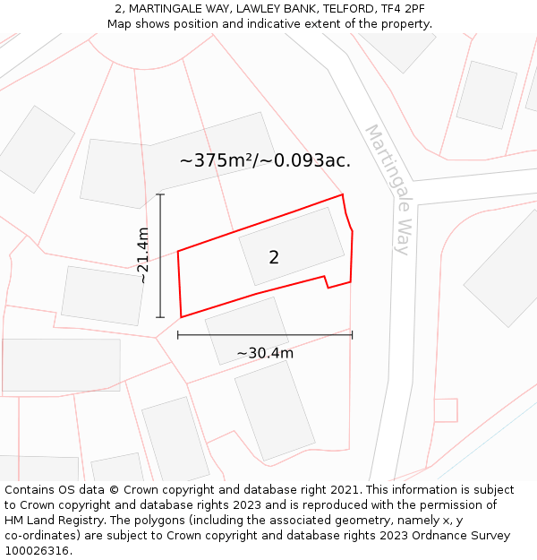 2, MARTINGALE WAY, LAWLEY BANK, TELFORD, TF4 2PF: Plot and title map