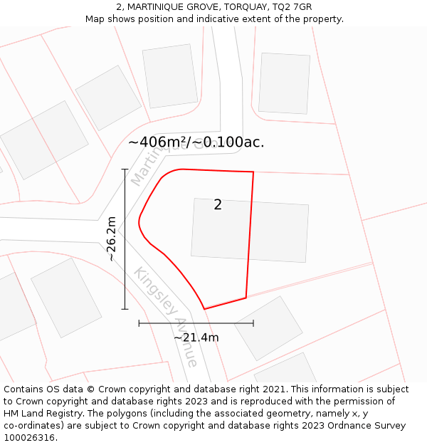 2, MARTINIQUE GROVE, TORQUAY, TQ2 7GR: Plot and title map