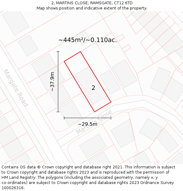 2, MARTINS CLOSE, RAMSGATE, CT12 6TD: Plot and title map