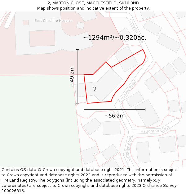 2, MARTON CLOSE, MACCLESFIELD, SK10 3ND: Plot and title map