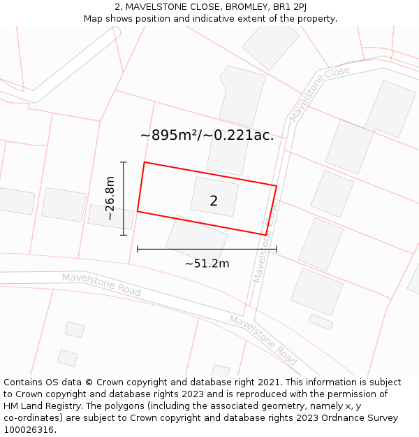 2, MAVELSTONE CLOSE, BROMLEY, BR1 2PJ: Plot and title map