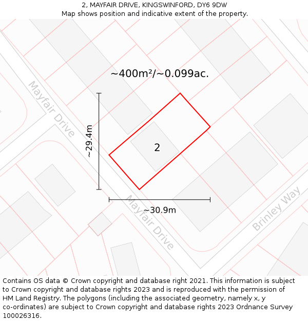 2, MAYFAIR DRIVE, KINGSWINFORD, DY6 9DW: Plot and title map