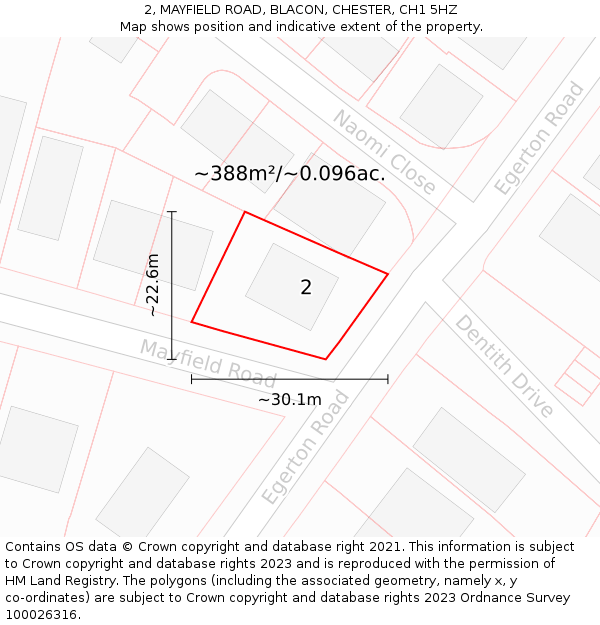 2, MAYFIELD ROAD, BLACON, CHESTER, CH1 5HZ: Plot and title map