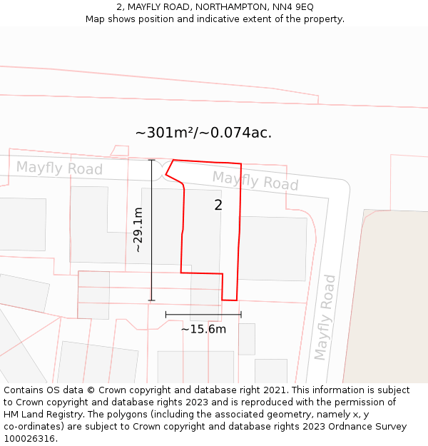 2, MAYFLY ROAD, NORTHAMPTON, NN4 9EQ: Plot and title map
