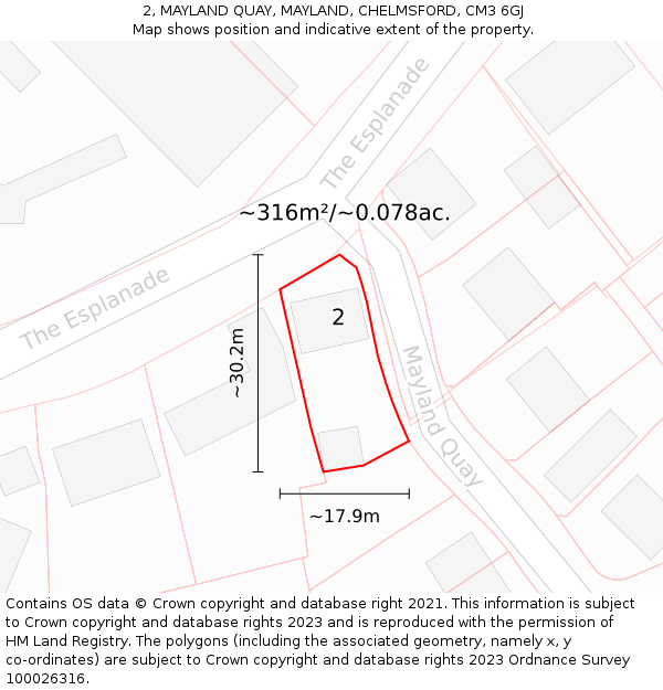 2, MAYLAND QUAY, MAYLAND, CHELMSFORD, CM3 6GJ: Plot and title map
