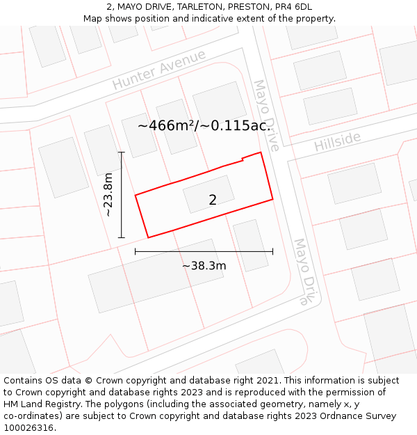 2, MAYO DRIVE, TARLETON, PRESTON, PR4 6DL: Plot and title map
