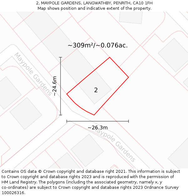 2, MAYPOLE GARDENS, LANGWATHBY, PENRITH, CA10 1FH: Plot and title map