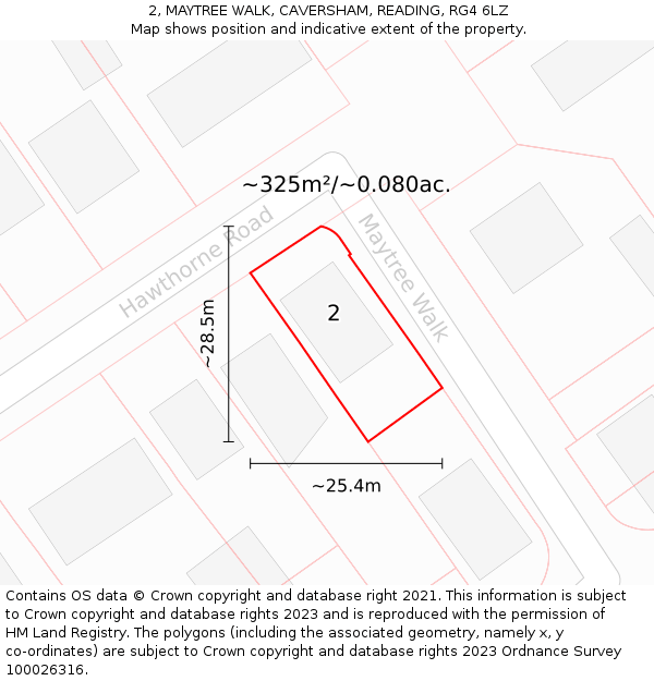 2, MAYTREE WALK, CAVERSHAM, READING, RG4 6LZ: Plot and title map