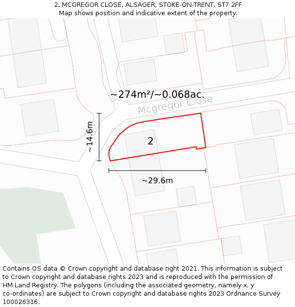 2, MCGREGOR CLOSE, ALSAGER, STOKE-ON-TRENT, ST7 2FF: Plot and title map