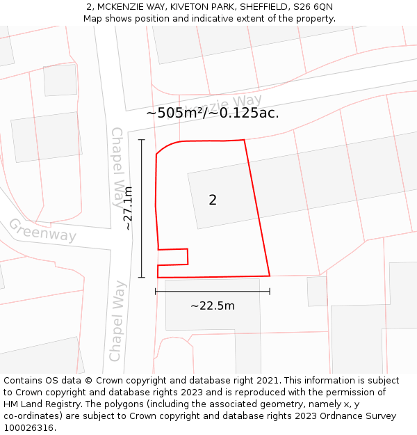 2, MCKENZIE WAY, KIVETON PARK, SHEFFIELD, S26 6QN: Plot and title map