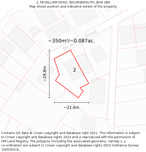 2, MCWILLIAM ROAD, BOURNEMOUTH, BH9 3BA: Plot and title map