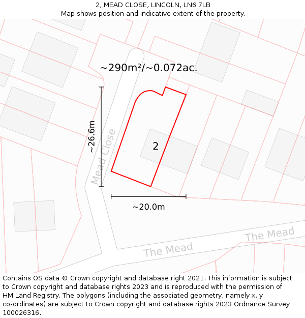 2, MEAD CLOSE, LINCOLN, LN6 7LB: Plot and title map