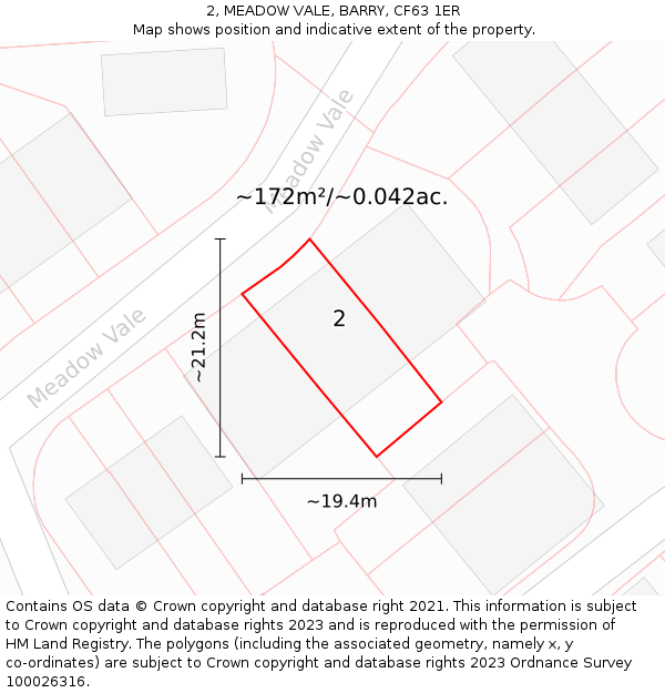 2, MEADOW VALE, BARRY, CF63 1ER: Plot and title map