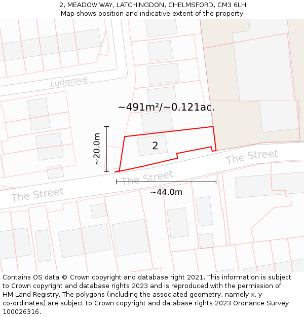 2, MEADOW WAY, LATCHINGDON, CHELMSFORD, CM3 6LH: Plot and title map