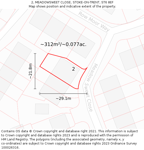 2, MEADOWSWEET CLOSE, STOKE-ON-TRENT, ST6 8EF: Plot and title map