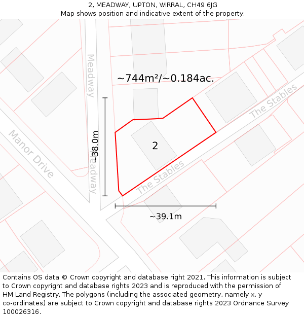 2, MEADWAY, UPTON, WIRRAL, CH49 6JG: Plot and title map