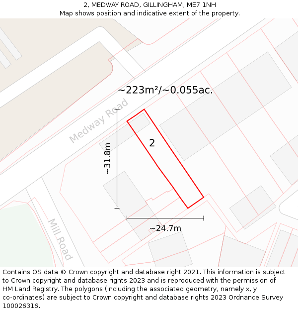 2, MEDWAY ROAD, GILLINGHAM, ME7 1NH: Plot and title map