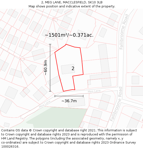 2, MEG LANE, MACCLESFIELD, SK10 3LB: Plot and title map