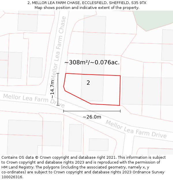 2, MELLOR LEA FARM CHASE, ECCLESFIELD, SHEFFIELD, S35 9TX: Plot and title map