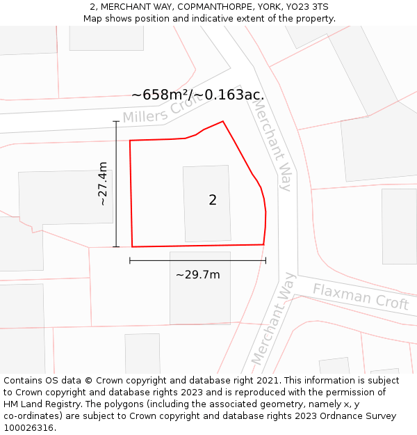 2, MERCHANT WAY, COPMANTHORPE, YORK, YO23 3TS: Plot and title map