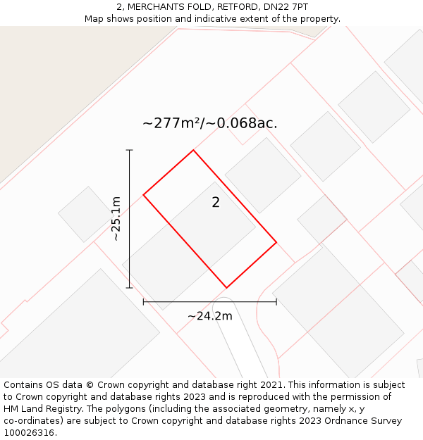 2, MERCHANTS FOLD, RETFORD, DN22 7PT: Plot and title map