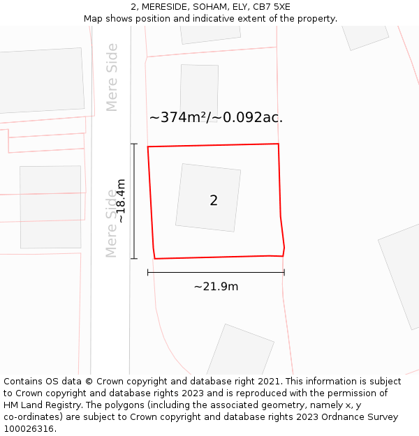 2, MERESIDE, SOHAM, ELY, CB7 5XE: Plot and title map