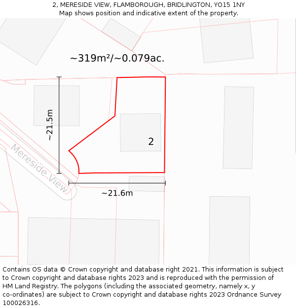 2, MERESIDE VIEW, FLAMBOROUGH, BRIDLINGTON, YO15 1NY: Plot and title map