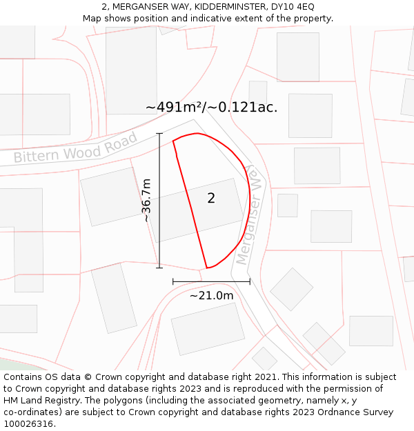 2, MERGANSER WAY, KIDDERMINSTER, DY10 4EQ: Plot and title map