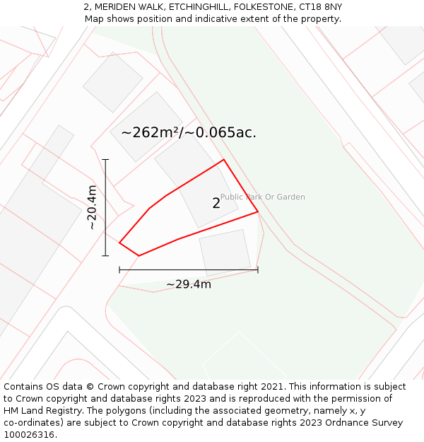 2, MERIDEN WALK, ETCHINGHILL, FOLKESTONE, CT18 8NY: Plot and title map