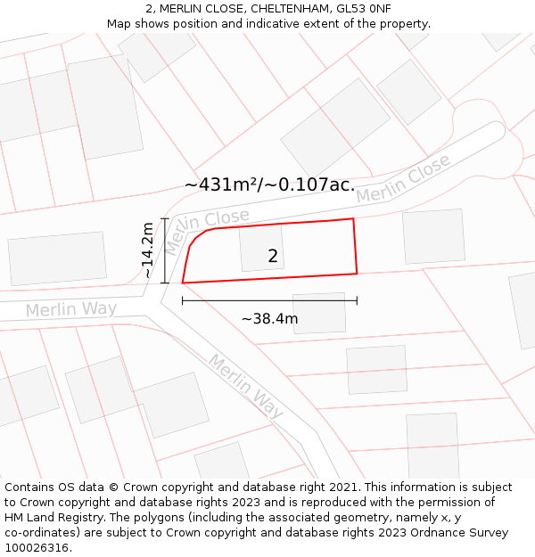 2, MERLIN CLOSE, CHELTENHAM, GL53 0NF: Plot and title map