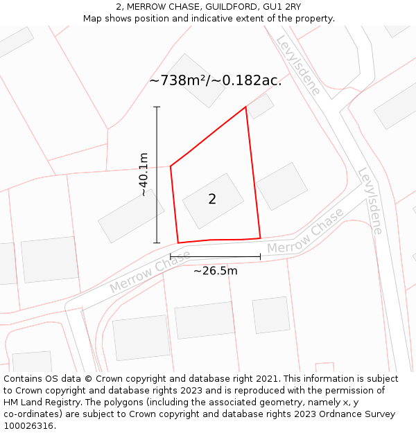2, MERROW CHASE, GUILDFORD, GU1 2RY: Plot and title map