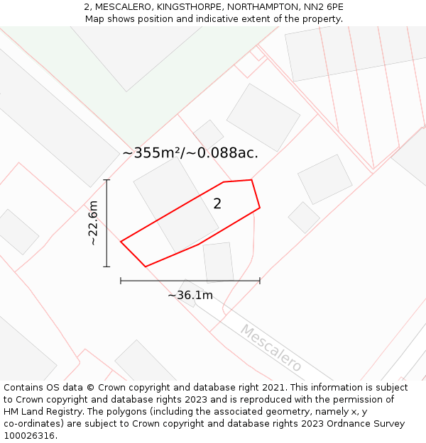2, MESCALERO, KINGSTHORPE, NORTHAMPTON, NN2 6PE: Plot and title map