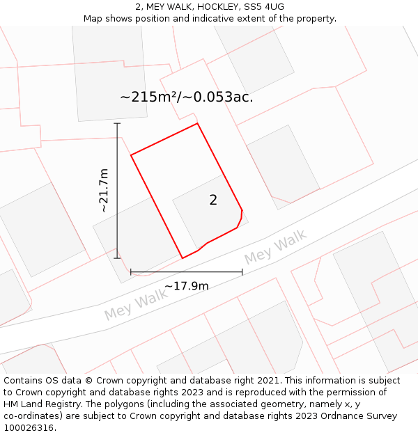2, MEY WALK, HOCKLEY, SS5 4UG: Plot and title map