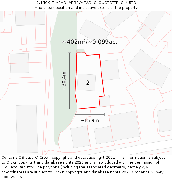 2, MICKLE MEAD, ABBEYMEAD, GLOUCESTER, GL4 5TD: Plot and title map