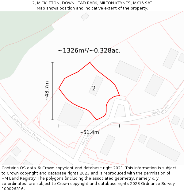 2, MICKLETON, DOWNHEAD PARK, MILTON KEYNES, MK15 9AT: Plot and title map