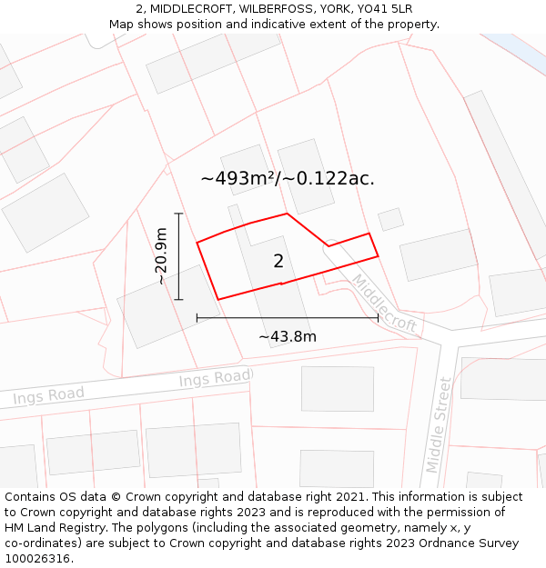 2, MIDDLECROFT, WILBERFOSS, YORK, YO41 5LR: Plot and title map