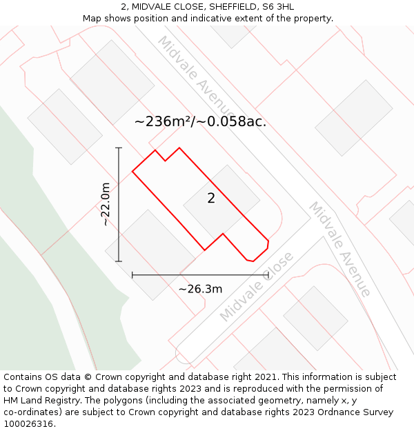 2, MIDVALE CLOSE, SHEFFIELD, S6 3HL: Plot and title map