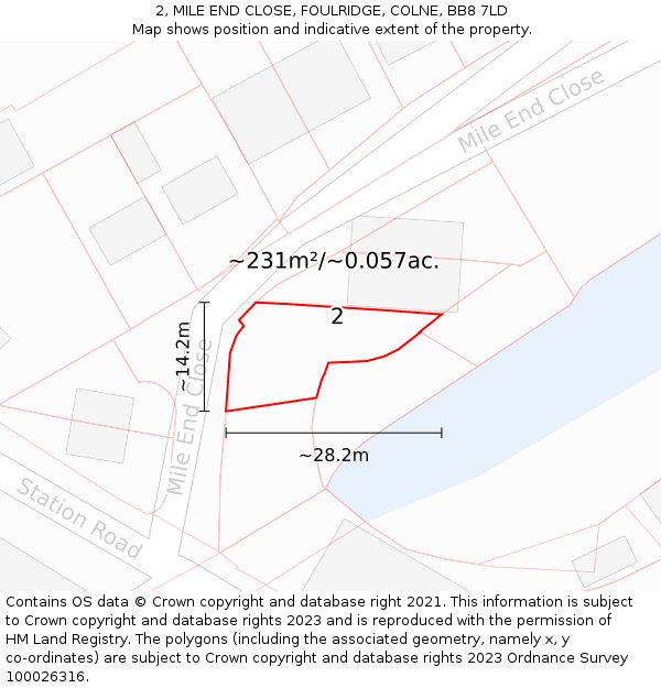2, MILE END CLOSE, FOULRIDGE, COLNE, BB8 7LD: Plot and title map