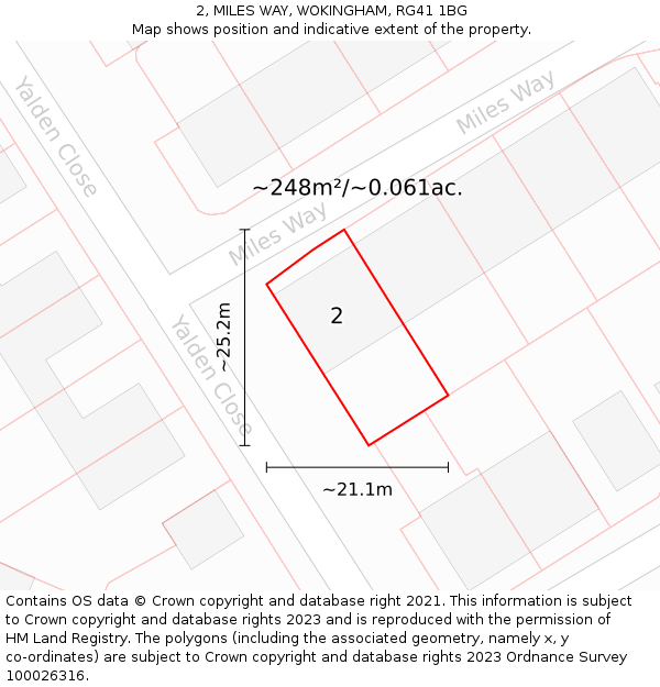2, MILES WAY, WOKINGHAM, RG41 1BG: Plot and title map