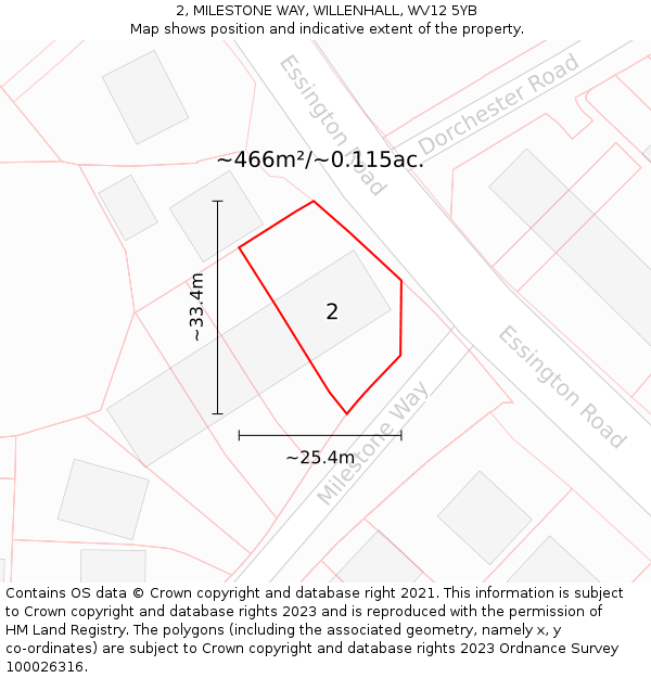 2, MILESTONE WAY, WILLENHALL, WV12 5YB: Plot and title map