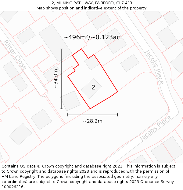 2, MILKING PATH WAY, FAIRFORD, GL7 4FR: Plot and title map