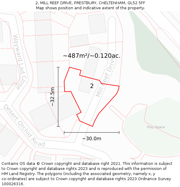 2, MILL REEF DRIVE, PRESTBURY, CHELTENHAM, GL52 5FF: Plot and title map
