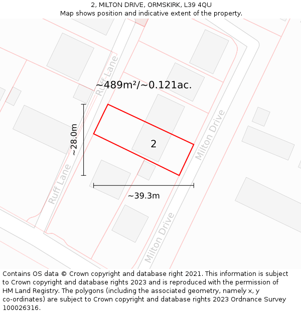 2, MILTON DRIVE, ORMSKIRK, L39 4QU: Plot and title map