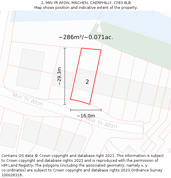 2, MIN YR AFON, MACHEN, CAERPHILLY, CF83 8LB: Plot and title map