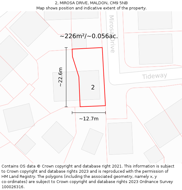 2, MIROSA DRIVE, MALDON, CM9 5NB: Plot and title map
